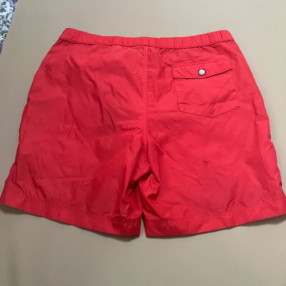 Lot of 2 Lands' End Mens Swim Trunks Board Shorts‎ 35 Red Geometric Print
